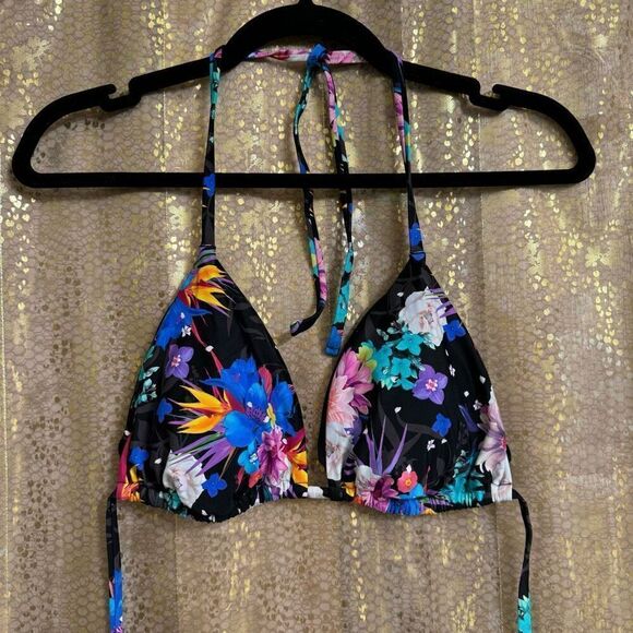 American Eagle X Naito Black Tropical Floral String Bikini Swim Top XL NWT - Picture 1 of 6